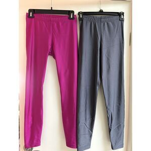American Apparel Shiny Nylon Tricot Leggings Lot Pink Gray High Waist Metallic M